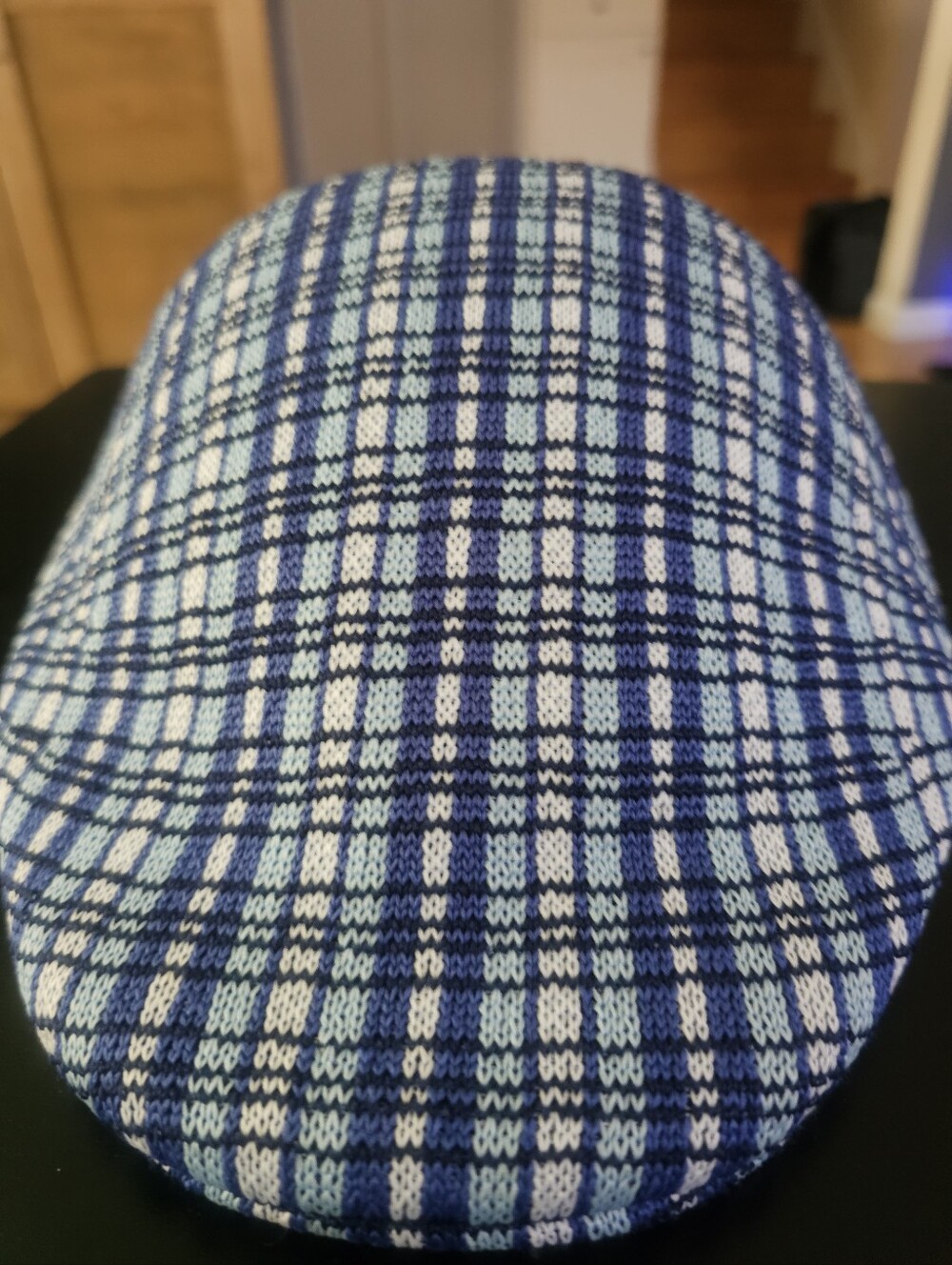 Kangol Blue Plaid Knit Flat Cap